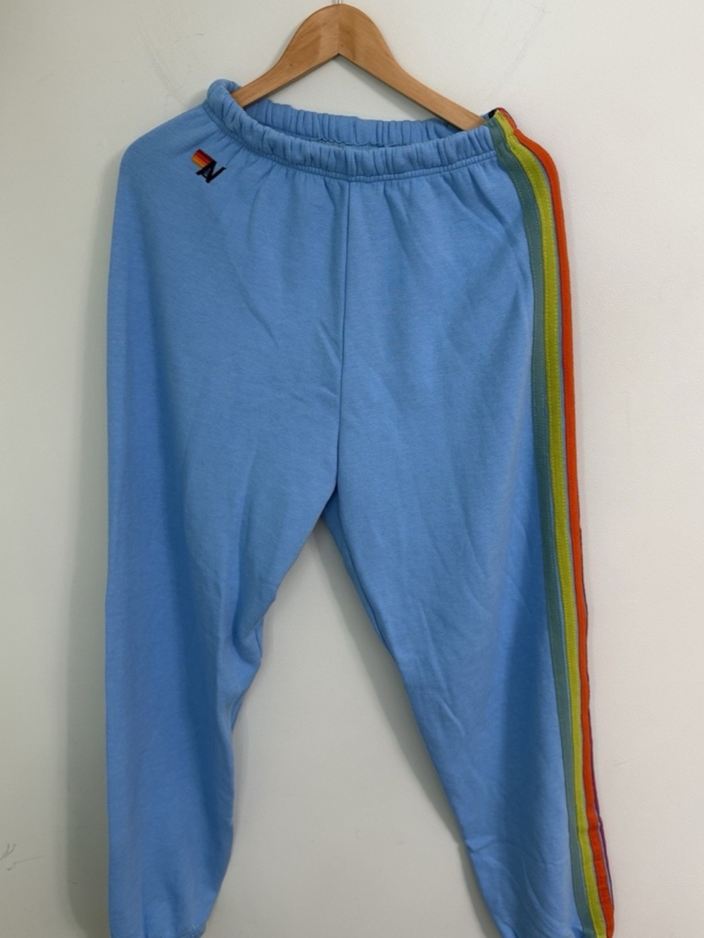 Aviator Nation 5 Stripe Relaxed Zip Hoodie & Sweatpants Set Sky Blue Size Large - Picture 9 of 14